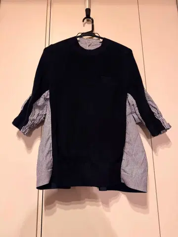 sacai 니트 셔츠 절개 도킹 티셔츠 그레이