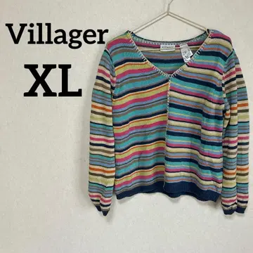 Villager 스웨터 컬러풀 스트라이프 니트 여성용 [ XL ]
