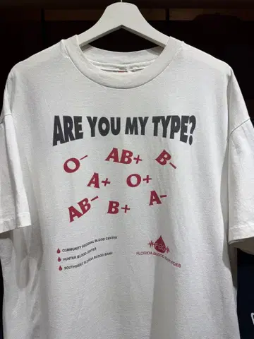 90s 혈액형 메시지 빈티지 T셔츠 XL USA제