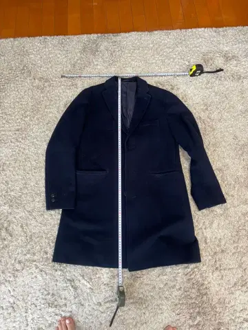 BEAMS 네이비 체스터 코트 M