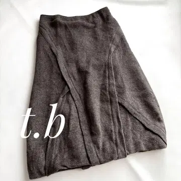 t.b 센소유니코 울 절개 스커트 브라운