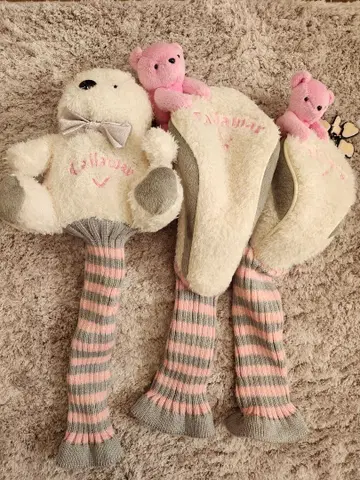 캘러웨이 베어 헤드커버 화이트 핑크 DR FW x 2세트