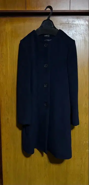 [ 미사용품 ] 샵 채널 메리온 울 혼방 네이비 노카라 코트