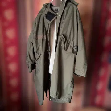 LEE 올리브색 모즈 코트 후드 부착