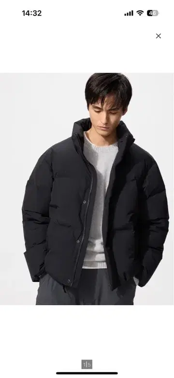 유니클로 심리스 다운 자켓 블랙 시착 1회만