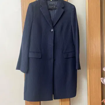 네이비 스트라이프 체스터 코트 유니클로 캐시미어 혼방