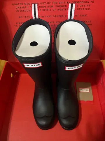 HUNTER 블랙 레인부츠 미디엄 기장