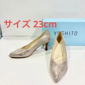 미사용 새상품 YOSHITO 요시토 펌프스 골드 계열 사이즈 23 힐 7