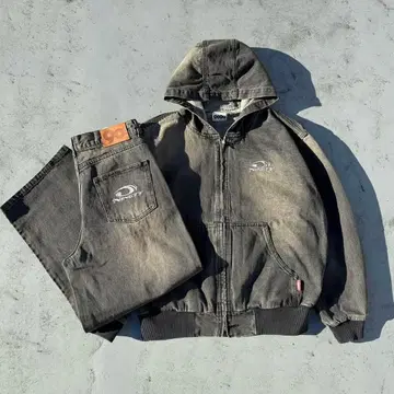 9090 heisei logo denim zip foodie M