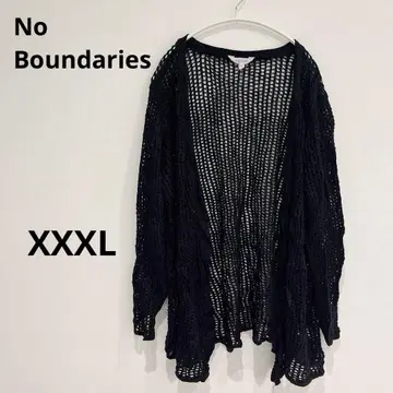 No Boundarie [ XXXL ] 메쉬 가디건 블랙 심플