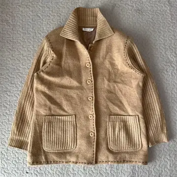 ROGICA 로지카 울 100% 니트 코트 베이지 프론트 버튼