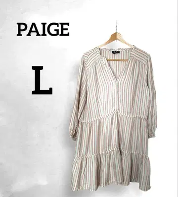 택 포함 새상품 PAIGE 스트라이프 패턴 프릴 튜닉 [ L ]