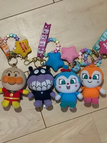 호빵맨 봉제 인형 키링 4종 세트