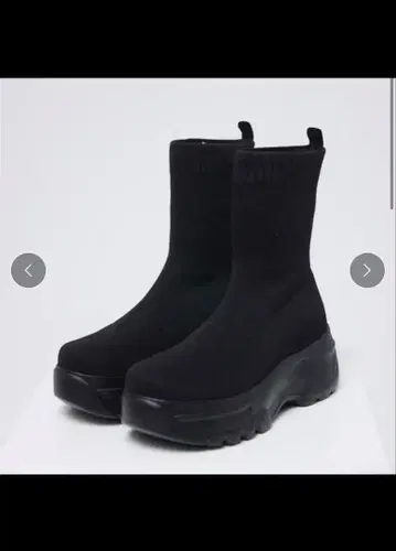 스즈키 아미 블랙 니트 통굽 부츠