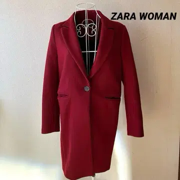 ZARA WOMAN 빨간색 보르도 체스터 코트 M 사이즈 양모 혼방