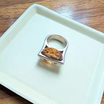 실버 반지 대형 시트린 오렌지 각인 17호