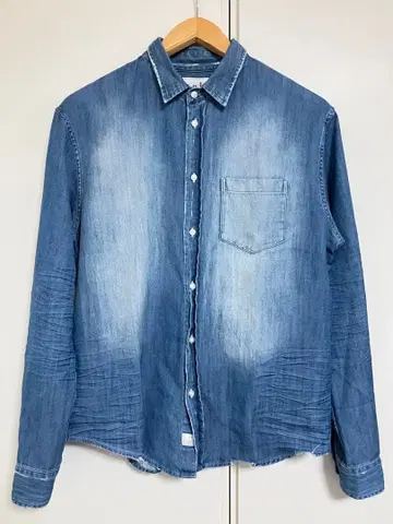 Frank&Eileen/프랭크앤일리 데미지 가공 긴팔 데님 셔츠