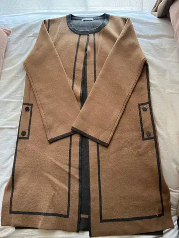 브라운 니트풍 롱 코트