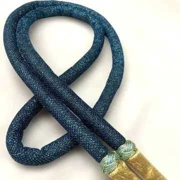 파랑과 금색 라메 믹스 후리소데 마루케 허리띠 미사용 새상품 일본제