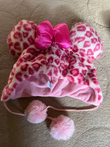 디즈니랜드 미니 팬캡 레오파드 무늬 핑크