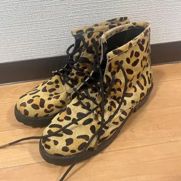 레오파드 무늬 송치 하이컷 부츠 별 모양 참 포함