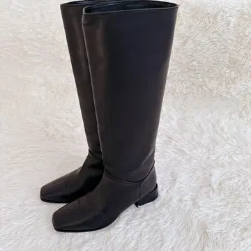 새상품급 파비오 루스코니 스퀘어토 롱 부츠 가죽 블랙