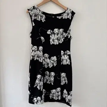 미사용 새상품 달마시안 패턴 슬리브리스 원피스 일본제 레트로