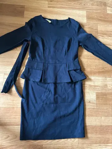 졸업식 네이비 허리 리본 한국 스타일 플럼 원피스