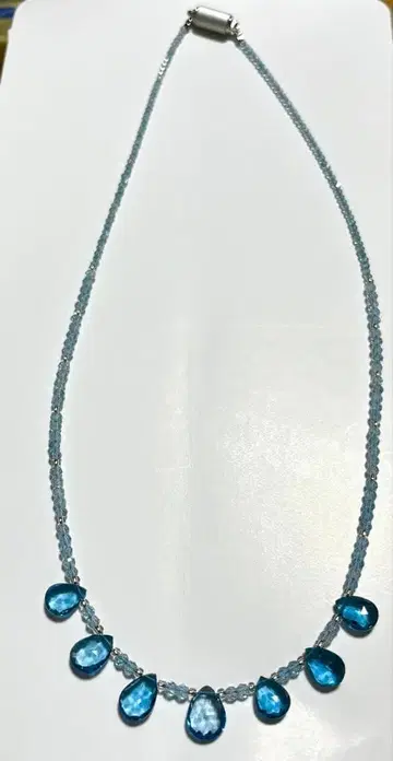 미사용 새상품 블루 토파즈와 아쿠아 마린 목걸이
