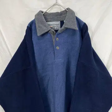 00s y2k renault 플리스 두꺼운 원단 피케 셔츠 네이비