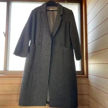 그레이 울 혼방 롱 코트 9호
