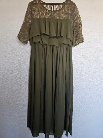 올리브색 반팔 롱 원피스