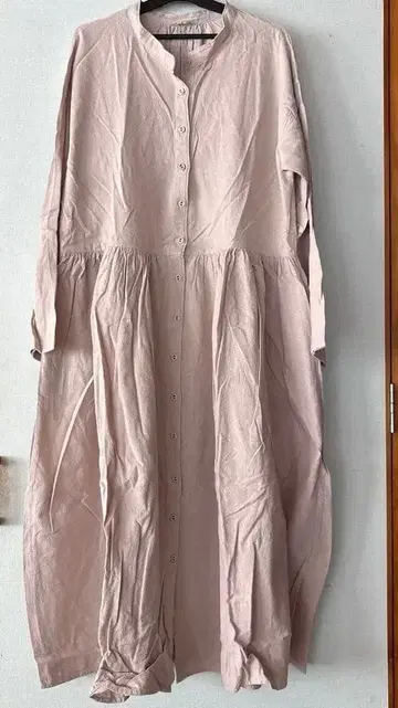 린넨풍 핑크 긴팔 셔츠 원피스 SMS2 Xmas 세일