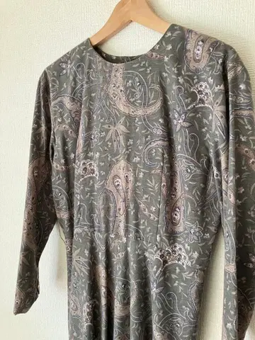 페이즐리 무늬 롱 원피스 울 100% 9호