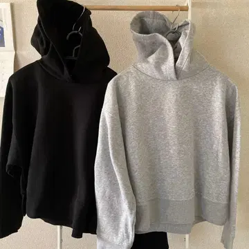 인기 ZARA 빅 후드 숏 후드티 블랙 그레이 2개 세트