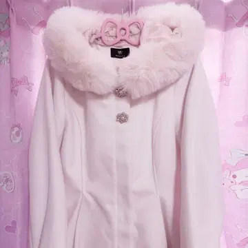 ROJITA 백리본 후디 코트 화이트