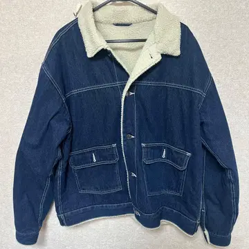 데님 자켓 다크 블루 보아 안감 부착