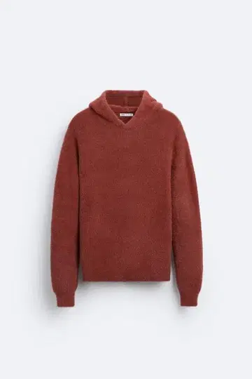 인조 모피 텍스처 후디드 니트