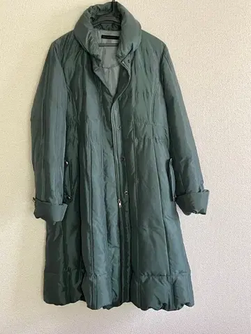 그린 다운 롱 코트 허리 벨트 포함