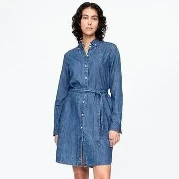 [ 기간 한정 ] GAP 라난 베어 데님 셔츠 원피스 인디고 블루 M