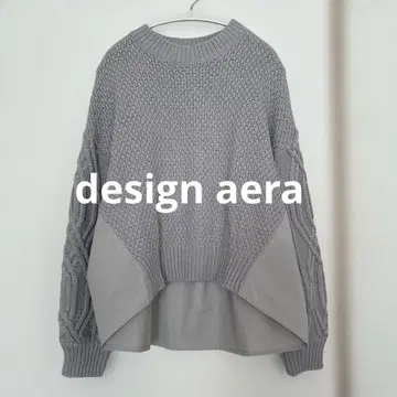 새상품 [ design aera ] 변형 이소재 니트 x 셔츠 케이블