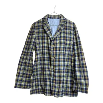 EARTH BOUND 파랑과 옐로우 컬러의 체크 무늬 자켓 XL