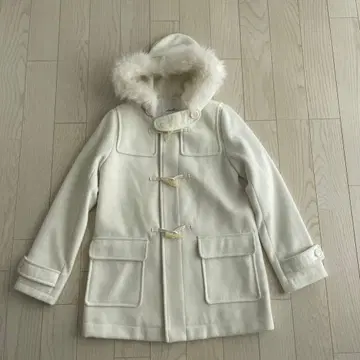 dazzlin 화이트 후드 부착 더플 코트