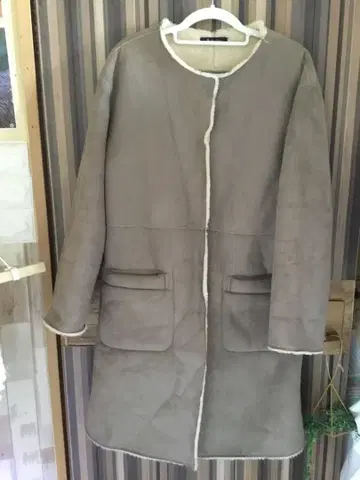 무스탕 코트 그레이지 롱 코트