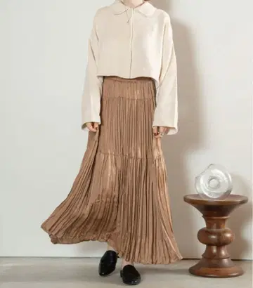 hinari 빈티지 새틴 와셔 스커트