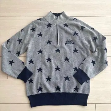 kiss on the green 별 패턴 하프 지퍼 니트