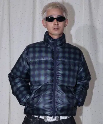 sqnz 체크 무늬 다운 자켓