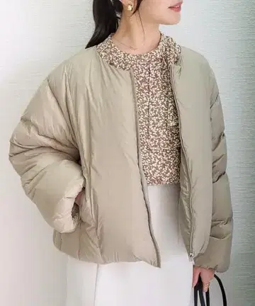 나일론 숏 기장 다운 페더 자켓