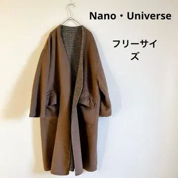 나노 유니버스 노카라 롱 코트 여성용 MUJI 체크 F 사이즈