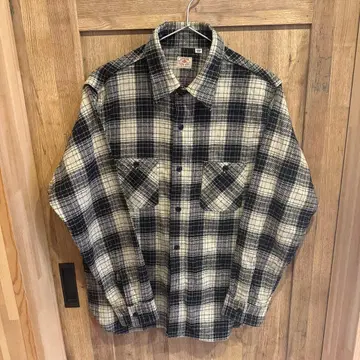 SUGARCANE 플란넬 셔츠 옴브레 화이트 블랙